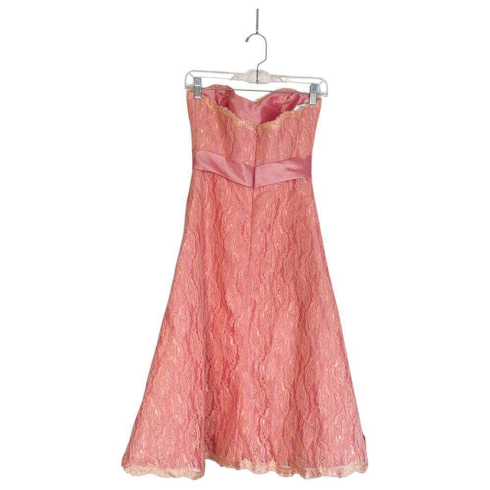 Vintage Y2K Winnie Couture Pink Sweetheart Tea Dress Strapless Size XS 0 2 Prom - Picture 2 of 8